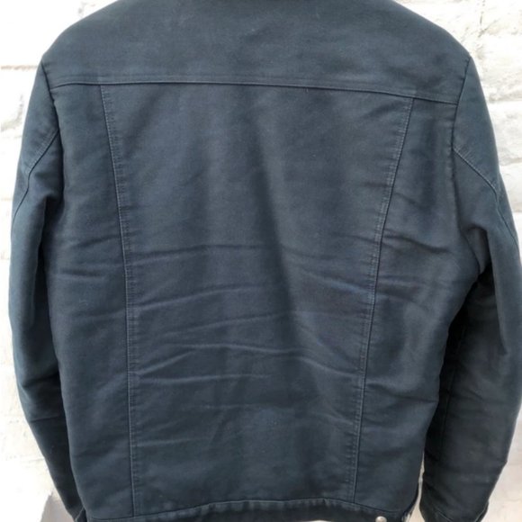 Sandro Navy Shearling Jacket - Picture 4 of 5